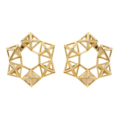 Atelier Swarovski Double Diamond Statement Earrings Genuine Rose Quartz