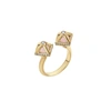 ATELIER SWAROVSKI DOUBLE DIAMOND OPEN RING GENUINE ROSE QUARTZ SIZE 52,3100080