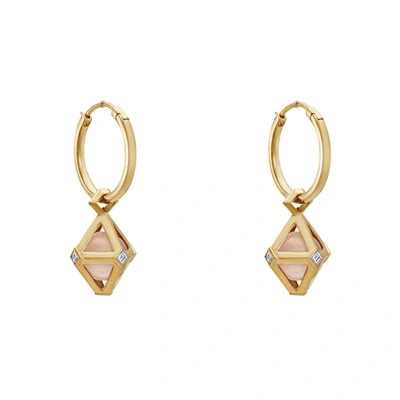 Atelier Swarovski Double Diamond Drop Earrings Genuine Rose Quartz