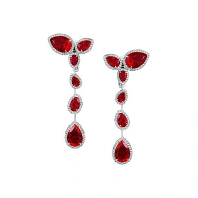 Atelier Swarovski Lola Long Earrings Swarovski Created Rubies