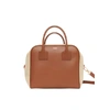 BURBERRY Medium leather and cotton canvas cube bag