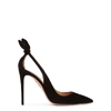 Aquazzura Blue Slingback Pumps With Bow Detail In Suede Woman In Black