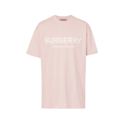 Burberry Logo Print Cotton T-shirt In Pink