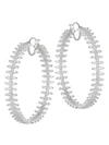 Adriana Orsini Tivoli Silvertone Spike Hoop Earrings In Rhodium