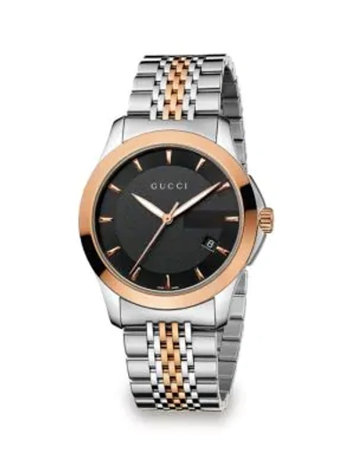 Gucci G-timeless Two-tone Stainless Steel Bracelet Watch/38mm In Silver