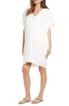 Hatch Slouch Maternity Dress In White In White