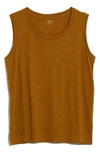 Madewell Whisper Cotton Crewneck Muscle Tank In Dark Tobacco