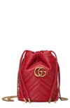 Gucci Gg Marmont 2.0 Mini Leather Bucket Bag In Mystic White