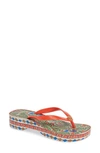 Tory Burch Wedge Flip Flop In Spicy Orange/ Wild Allover