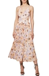 Reiss Corinne Pleated Floral Dress In Pink