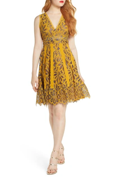 Foxiedox Embroidered Lace Fit & Flare Dress In Tuscany