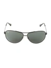 Ray Ban 63mm Gunmetal-tone Aviator Sunglasses In Black