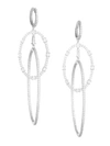 ADRIANA ORSINI Gia Rhodium-Plated Crystal Orbit Oval Hoop Huggie Drop Earrings