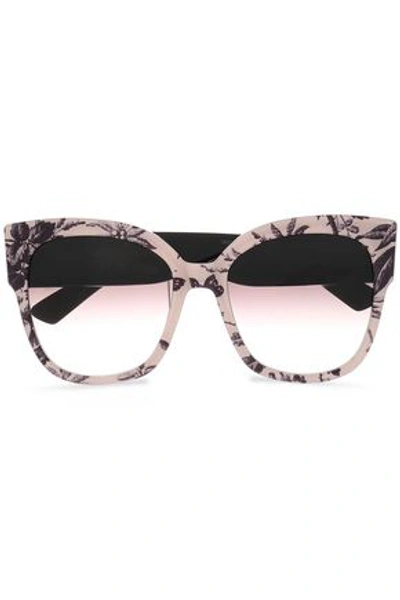 Gucci Woman Square-frame Floral-print Acetate Sunglasses Pastel Pink