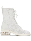 NICHOLAS KIRKWOOD CASATI LACE COMBAT BOOTS 35MM