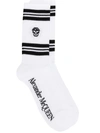 Alexander Mcqueen Logo-intarsia Metallic Cotton-blend Socks In White