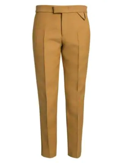 Bottega Veneta Compact Dry Wool-blend Crop Tuxedo Pants In Camel
