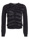 OSCAR DE LA RENTA Zebra Fringe Wool Cardigan