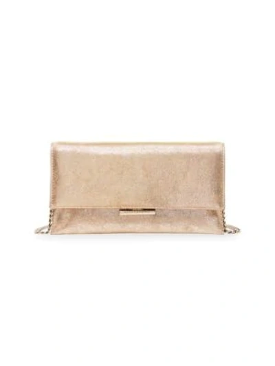 Loeffler Randall Tab Metallic Leather Clutch In Champagne