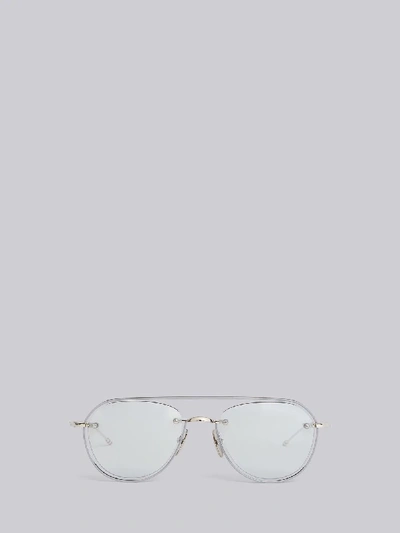 Thom Browne Eyewear Silver Aviator Sunglasses In Silver