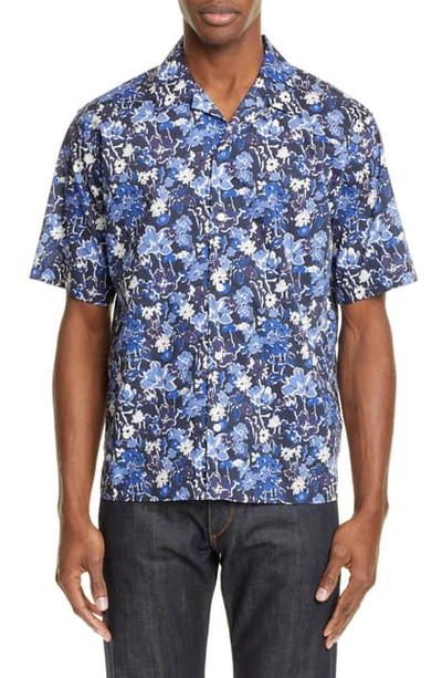 Norse Projects Carsten Liberty Floral Print Shirt In Dark Navy