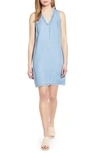 Tommy Bahama Chambray Ruffled Shift Dress In Light Storm Wash