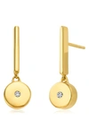 MONICA VINADER LINEAR SOLO DIAMOND DROP EARRINGS,GP-EA-LDRD-DIA