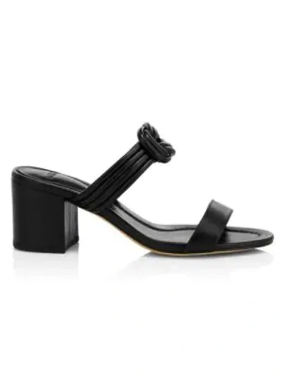 Alexandre Birman Vicky Knotted Leather Block-heel Sandals In Black