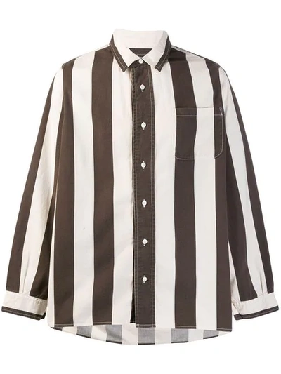 Visvim Striped Casual Shirt In Brown