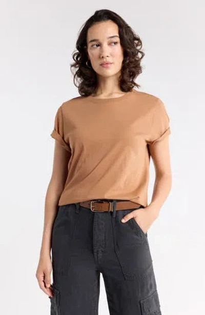 1901 Crewneck Cotton T-shirt In Tan Thrush