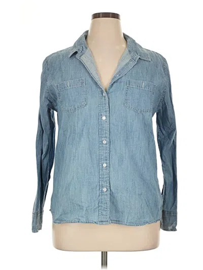Pre-owned 1901 Long Sleeve Button Down Shirt In Blue