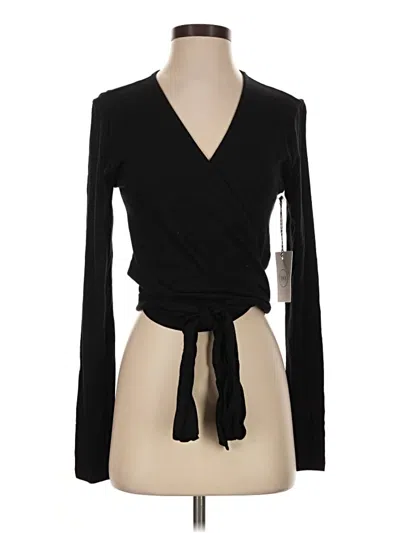Pre-owned 1901 Long Sleeve Top Black Plunge Neckline Tops