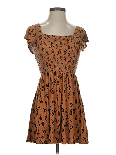 Pre-owned 1901 Short Sleeve Top Brown Square Neckline Tops