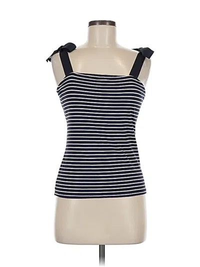 Pre-owned 1901 Sleeveless Top Blue Stripes Pattern Square Neckline Tops