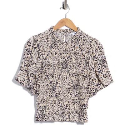 1901 Smocked Peplum Top In Multi