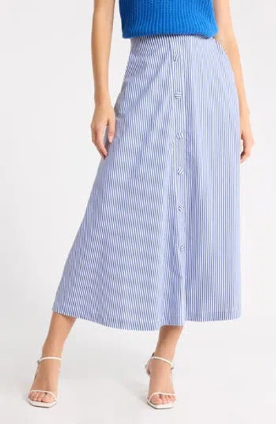 1901 Striped Midi Skirt In Blue
