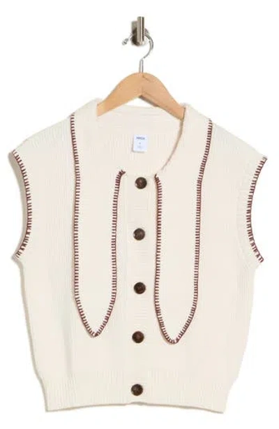 1901 Tie Neck Sweater Vest In Neutral