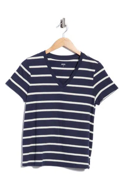 1901 V-neck Cotton T-shirt In Blue