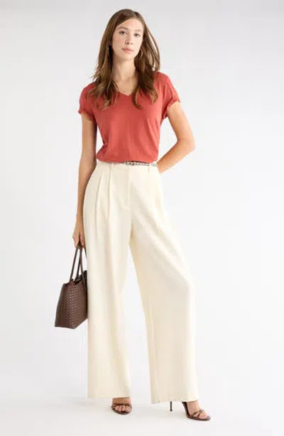 1901 V-neck Cotton T-shirt In Pink