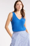 1901 V-neck Sweater Tank In Blue