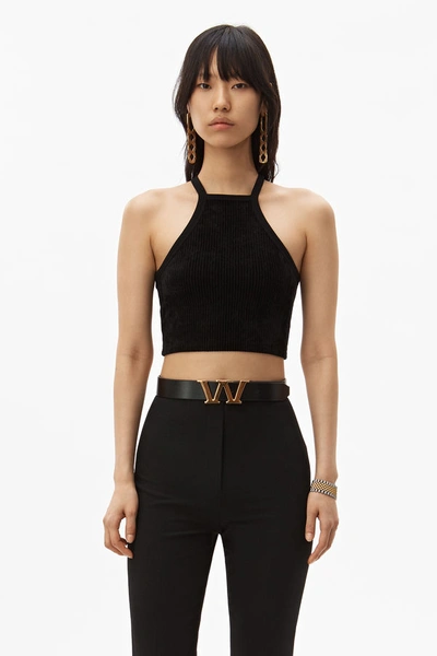 Alexander Wang Velour Cropped Top In Black