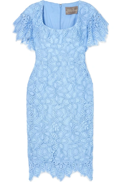 Lela Rose Women's Floral Lace Flutter-sleeve Sheath Dress In Sky