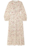ZIMMERMANN HONOUR BELTED FLORAL-PRINT BRODERIE ANGLAISE COTTON MIDI DRESS