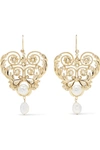 ETRO GOLD-TONE, CRYSTAL AND FAUX PEARL EARRINGS