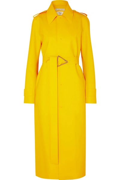Bottega Veneta Long Belted Raincoat In Yellow