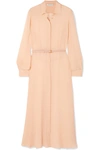 MAX MARA DELFI BELTED SILK-CHIFFON MIDI DRESS