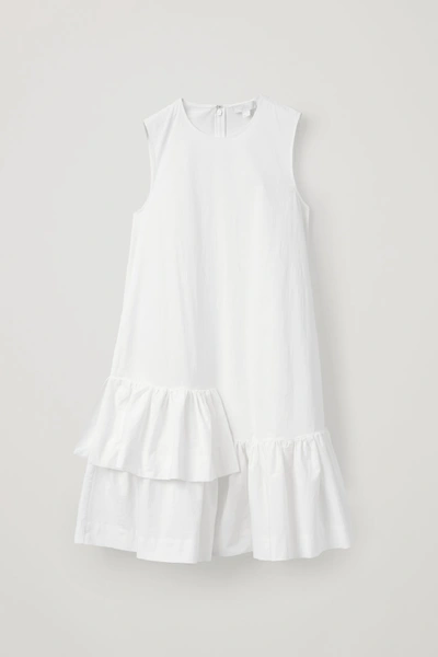 Cos Frilled Sleeveless Dress In White