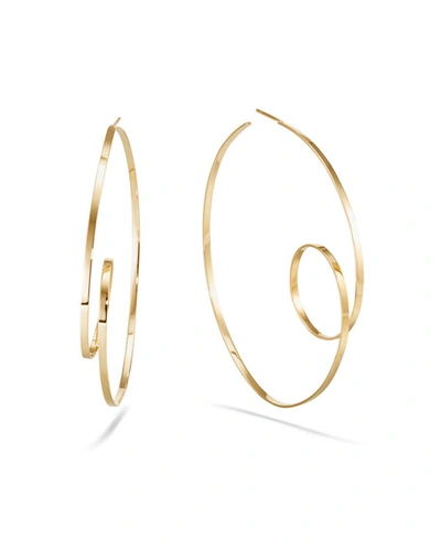 Lana 14k Gold Flat-loop Hoop Earrings, 60mm