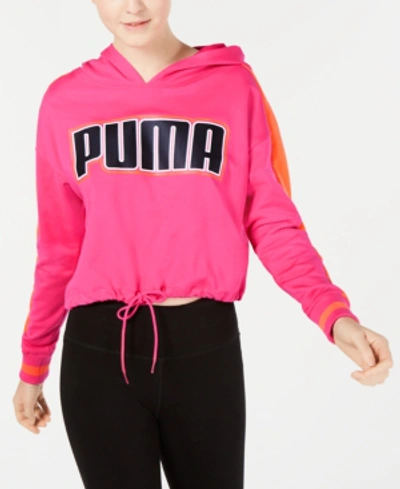 Puma Rebel Reload Cropped Hoodie In Fuchsia Purple