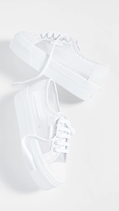Superga 2790 Mesh Platform Sneakers In White